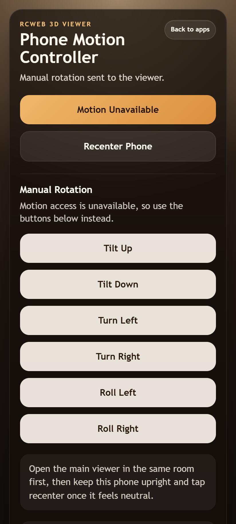 Manual rotation buttons on the phone