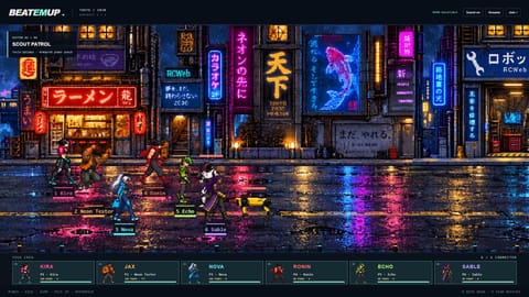 BeatEmUp fighters on a neon Tokyo street