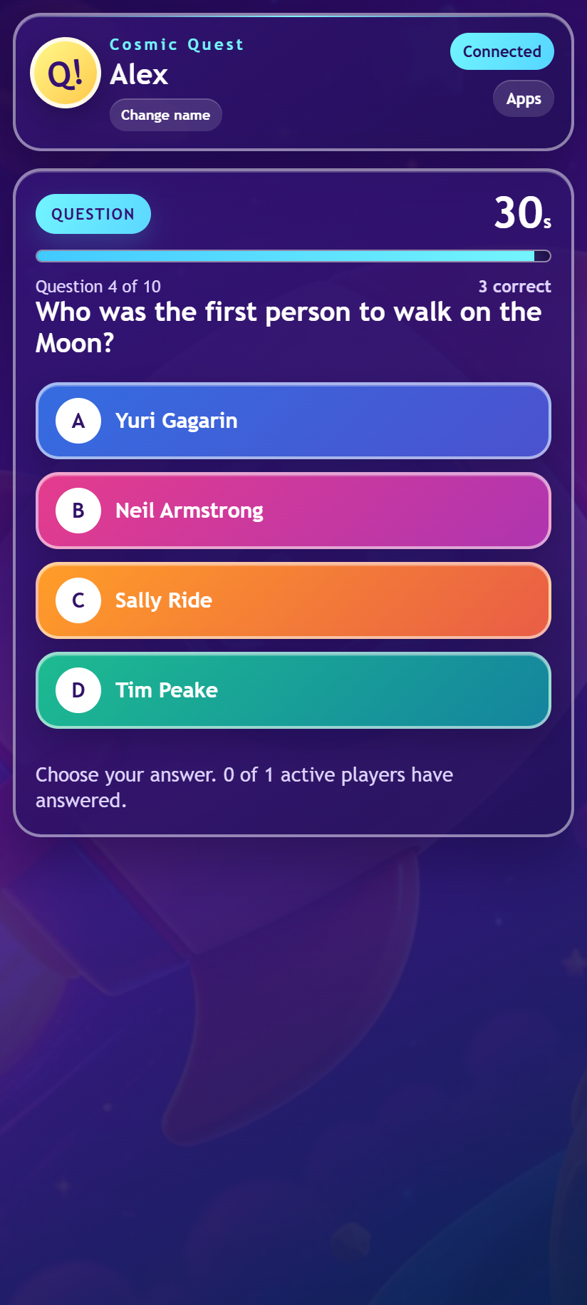 Cosmic Quest question on the phone controller