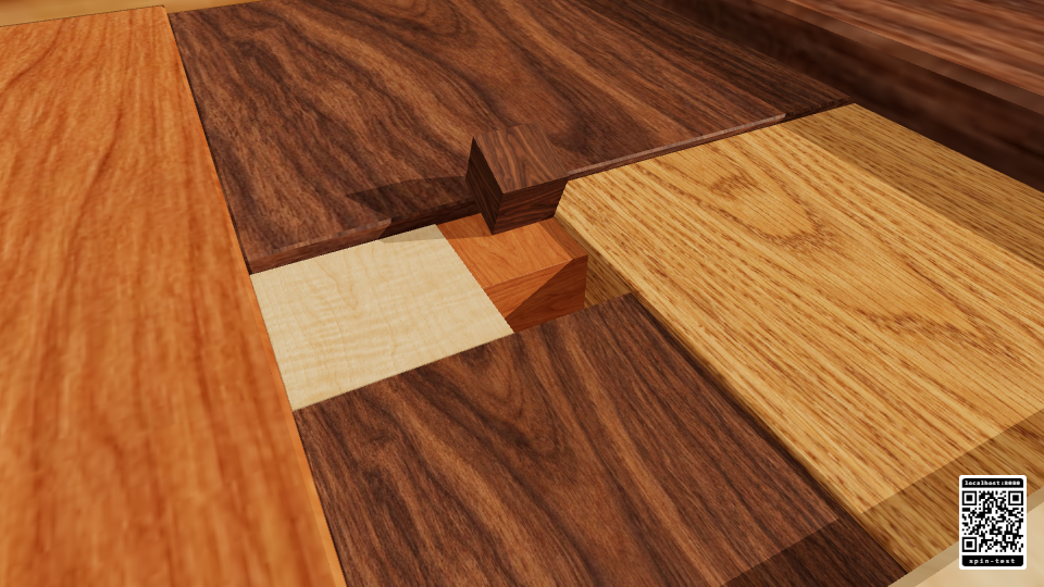 Wooden cubes rolling into a revolving spiral